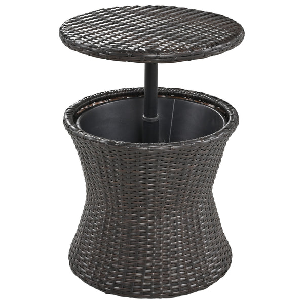 English Elm K&K 5-Piece Outdoor Rope Weave Patio Set with Pop-Up Cool Bar Table, Loveseat, Chairs & Ottomans Beige+Black WF324995AAW