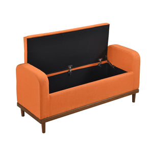 English Elm Mid-Century Tufted Lift-Top Storage Bench with Walnut Solid Wood Frame and Textured Upholstery Seating Orange 50.75 L x 19 W x 19.75 H B011P169818
