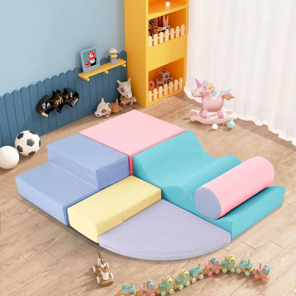 English Elm Soft Foam 6 Piece Interlocking Toddler Climbing Crawl Playset for Indoor Activity TX307728AAH
