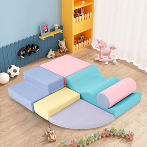 English Elm Soft Foam 6 Piece Interlocking Toddler Climbing Crawl Playset for Indoor Activity TX307728AAH