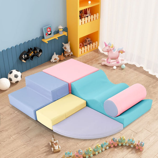English Elm Soft Foam 6 Piece Interlocking Toddler Climbing Crawl Playset for Indoor Activity TX307728AAH