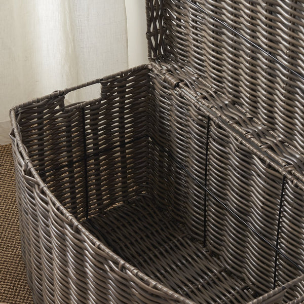 English Elm Joseph Rectangular Curve Wicker Trunk With Handles - Stylish Storage For Home, 24" X 14" X 15" B093P169701