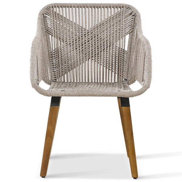 English Elm K&K 5-Piece Outdoor Rope Weave Patio Set with Pop-Up Cool Bar Table, Loveseat, Chairs & Ottomans Brown WF324995AAZ