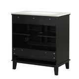 English Elm 30" Bathroom Vanity With Sink Combo, Multi-Functional Bathroom Cabinet With Doors and Drawer, Solid Wood and Mdf Board, Black