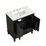 English Elm 30" Bathroom Vanity With Sink Combo, Multi-Functional Bathroom Cabinet With Doors and Drawer, Solid Wood and Mdf Board, Black