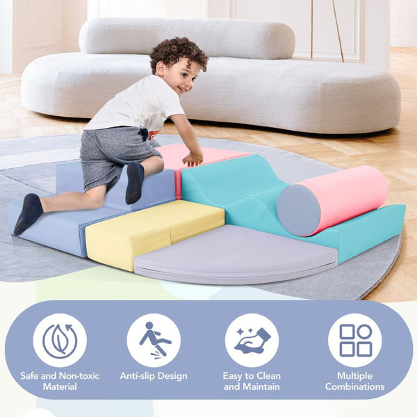 English Elm Soft Foam 6 Piece Interlocking Toddler Climbing Crawl Playset for Indoor Activity TX307728AAH