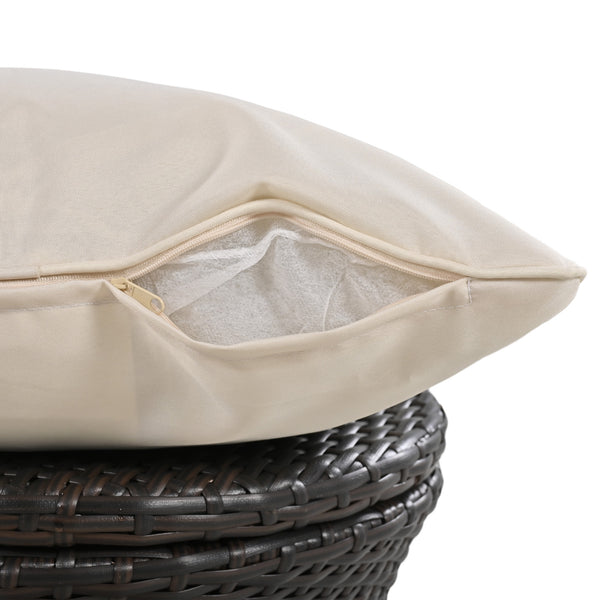 English Elm K&K 5-Piece Outdoor Rope Weave Patio Set with Pop-Up Cool Bar Table, Loveseat, Chairs & Ottomans Beige+Black WF324995AAW