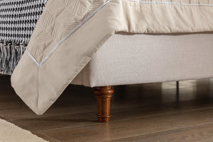 English Elm Hayden Upholstered Wingback Queen Bed With 54" Headboard – Elegant Ivory Canvas & Easy Assembly B083P245047