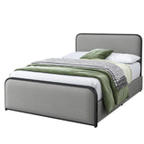 Hearth and Haven Modern Metal Bed Frame with Curved Upholstered Headboard and Footboard Bed with 4 Storage Drawers, Heavy Duty Metal Slats, Full Size WF319296AAE