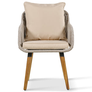 English Elm K&K 5-Piece Outdoor Rope Weave Patio Set with Pop-Up Cool Bar Table, Loveseat, Chairs & Ottomans Brown WF324995AAZ