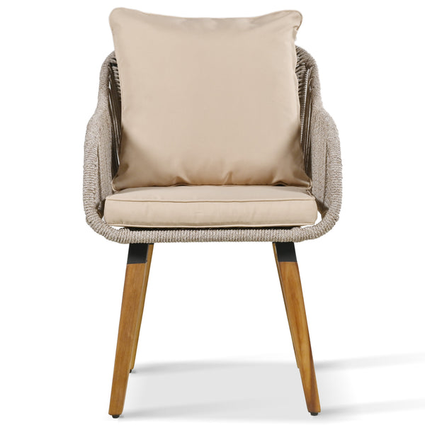 English Elm K&K 5-Piece Outdoor Rope Weave Patio Set with Pop-Up Cool Bar Table, Loveseat, Chairs & Ottomans Brown WF324995AAZ