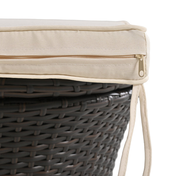 English Elm K&K 5-Piece Outdoor Rope Weave Patio Set with Pop-Up Cool Bar Table, Loveseat, Chairs & Ottomans Beige+Black WF324995AAW