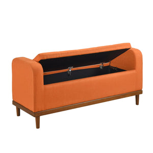English Elm Mid-Century Tufted Lift-Top Storage Bench with Walnut Solid Wood Frame and Textured Upholstery Seating Orange 50.75 L x 19 W x 19.75 H B011P169818