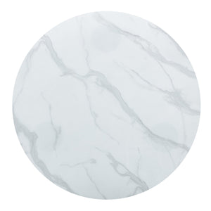 English Elm Round white dining table with faux marble top, gold MDF legs, seats 4, easy-clean, quick assembly W1151S00812