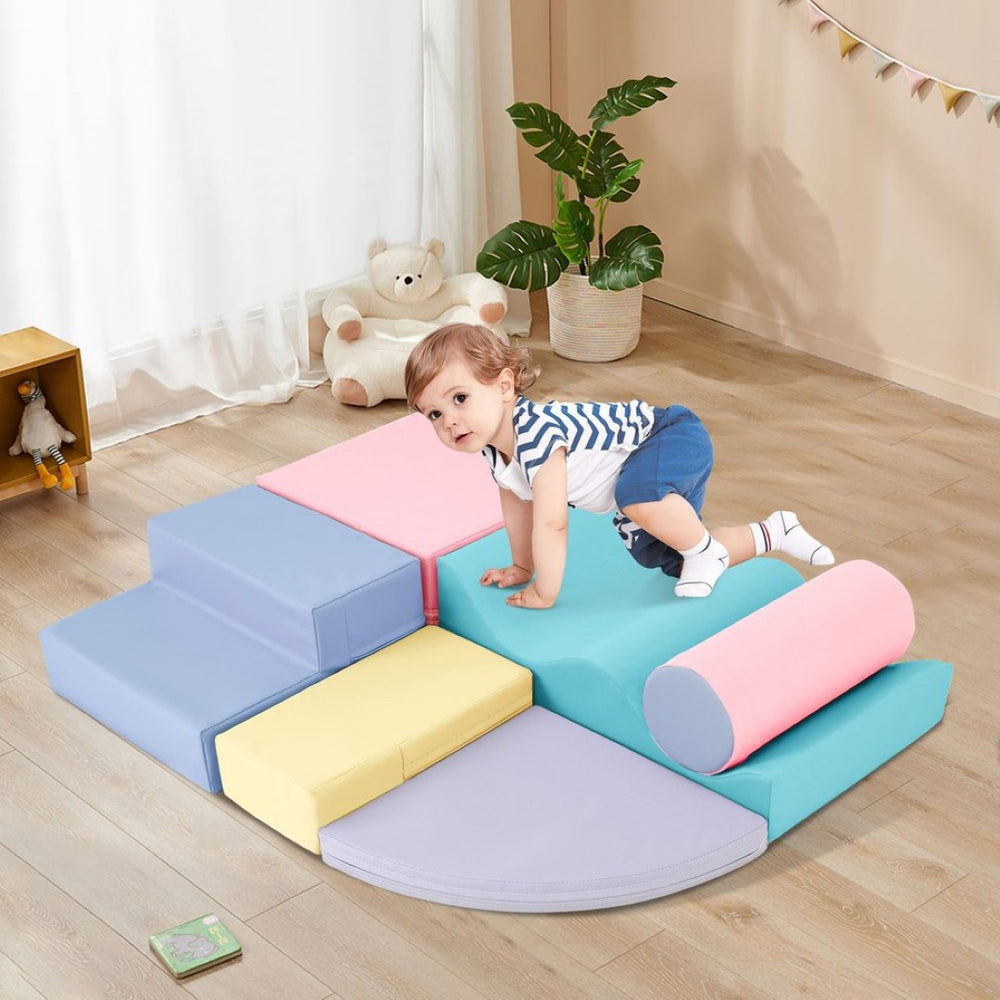 English Elm Soft Foam 6 Piece Interlocking Toddler Climbing Crawl Playset for Indoor Activity TX307728AAH