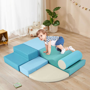English Elm Soft Foam 6 Piece Modular Climbing Playset for Toddlers Indoor Active Play TX307728AAC