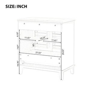 English Elm 30" Solid Wood Bathroom Vanity with Ceramic Sink, Modern Black Freestanding Cabinet, 2 Doors 1 Drawer WF322498AAB