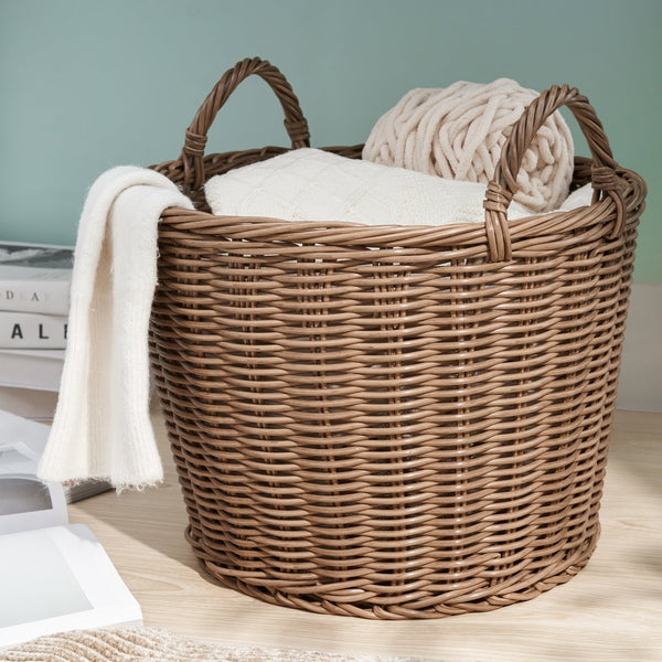English Elm Joseph Round Cone Woven Resin Wicker Basket - 16" - Stylish Storage For Towels, Toys & More! B093P169700