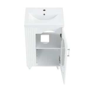 English Elm 20" Matte Freestanding Bathroom Vanity Ceramic Sink Mdf Cabinet Open Side Shelf White N725P364206K