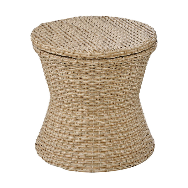 English Elm K&K 5-Piece Outdoor Rope Weave Patio Set with Pop-Up Cool Bar Table, Loveseat, Chairs & Ottomans Brown WF324995AAZ