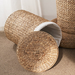 English Elm Ludmilla Elegant Round Tall Water Hyacinth Hamper With Lid - Stylish Storage For Laundry & More! B093P169703