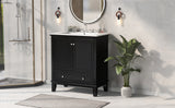 English Elm 30" Bathroom Vanity With Sink Combo, Multi-Functional Bathroom Cabinet With Doors and Drawer, Solid Wood and Mdf Board, Black