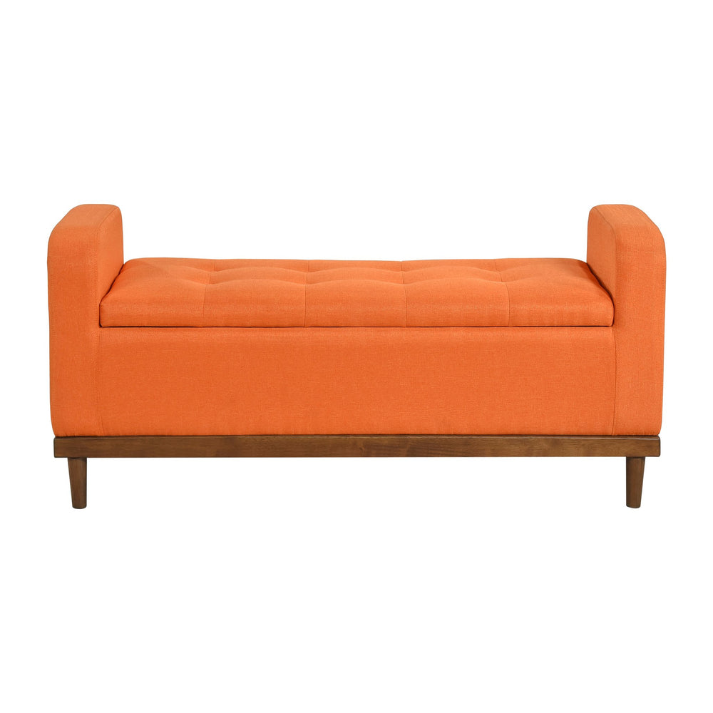 English Elm Mid-Century Tufted Lift-Top Storage Bench with Walnut Solid Wood Frame and Textured Upholstery Seating Orange 50.75 L x 19 W x 19.75 H B011P169818