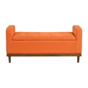 English Elm Mid-Century Tufted Lift-Top Storage Bench with Walnut Solid Wood Frame and Textured Upholstery Seating Orange 50.75 L x 19 W x 19.75 H B011P169818