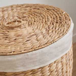 English Elm Ludmilla Elegant Round Tall Water Hyacinth Hamper With Lid - Stylish Storage For Laundry & More! B093P169703