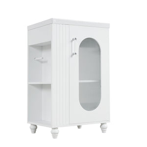 English Elm 20" Bathroom Vanity with Sink Compact Modern Freestanding MDF & Ceramic Undermount Sink Cabinet with Door and Two-Tier Shelf, Toilet Paper Holder, Adjustable Shelf, Sleek Rectangular Design White N725P246925K
