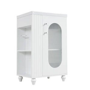English Elm 20" Matte Freestanding Bathroom Vanity Ceramic Sink Mdf Cabinet Open Side Shelf White N725P364206K