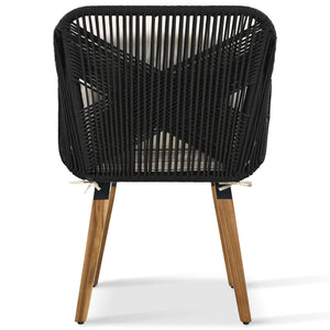 English Elm K&K 5-Piece Outdoor Rope Weave Patio Set with Pop-Up Cool Bar Table, Loveseat, Chairs & Ottomans Beige+Black WF324995AAW