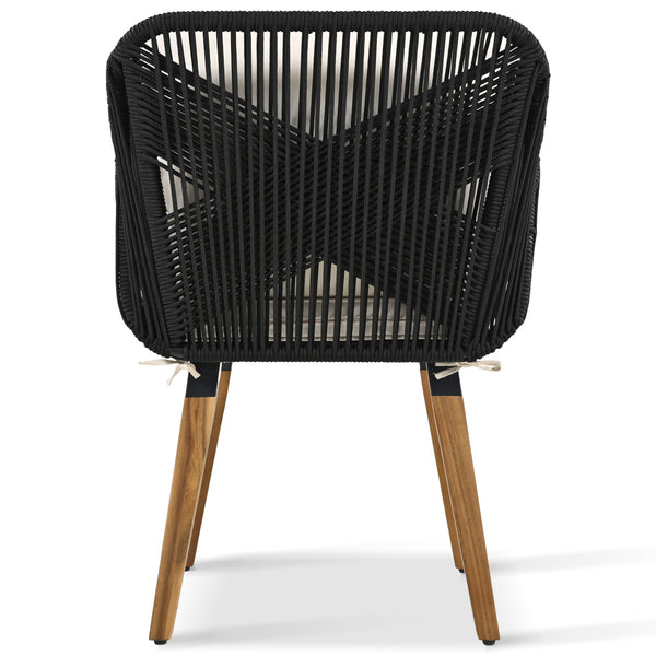 English Elm K&K 5-Piece Outdoor Rope Weave Patio Set with Pop-Up Cool Bar Table, Loveseat, Chairs & Ottomans Beige+Black WF324995AAW