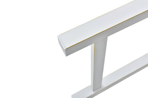 English Elm Outdoor Garden Patio Bench Cast Iron Alloy Steel Frame 3-Seat Floral Backrest Armrests White, Weather-Resistant Finish, Easy-Clean Durable Design for Yard Porch Balcony (Assembles Fast) W1117P155244