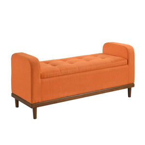 English Elm Mid-Century Tufted Lift-Top Storage Bench with Walnut Solid Wood Frame and Textured Upholstery Seating Orange 50.75 L x 19 W x 19.75 H B011P169818