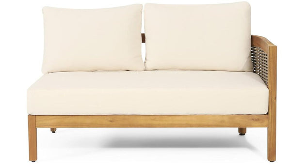 English Elm Crowne Five Piece Outdoor Chat Set Acacia Wood Woven Rattan Resort Patio Lounge 73149.00-74129-30-31