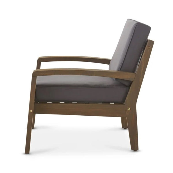 English Elm [set of 4] Grenada Solid Acacia Outdoor Club Chairs Slat Panel Patio Lounge Seating 57977.00FGRYMP4CUSH-GRYSKIN