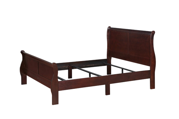 English Elm Louis Philip Low-Profile King Sleigh Bed with Elegant Panel Headboard and Sturdy Solid Wood Frame Cherry 78.2 L x 6.15 W x 4.4 H B011S00837