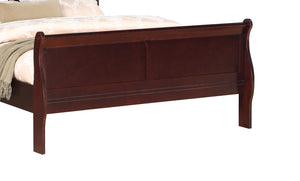 English Elm Louis Philip Low-Profile King Sleigh Bed with Elegant Panel Headboard and Sturdy Solid Wood Frame Cherry 78.2 L x 6.15 W x 4.4 H B011S00837