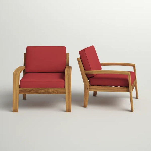 English Elm [set of 4] Grenada Solid Acacia Outdoor Club Chairs Slat Panel Patio Lounge Seating Red 57977.00FCUSH-REDSKIN