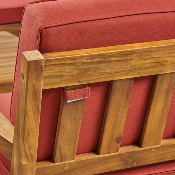 English Elm [set of 4] Grenada Solid Acacia Outdoor Club Chairs Slat Panel Patio Lounge Seating Red 57977.00FCUSH-REDSKIN