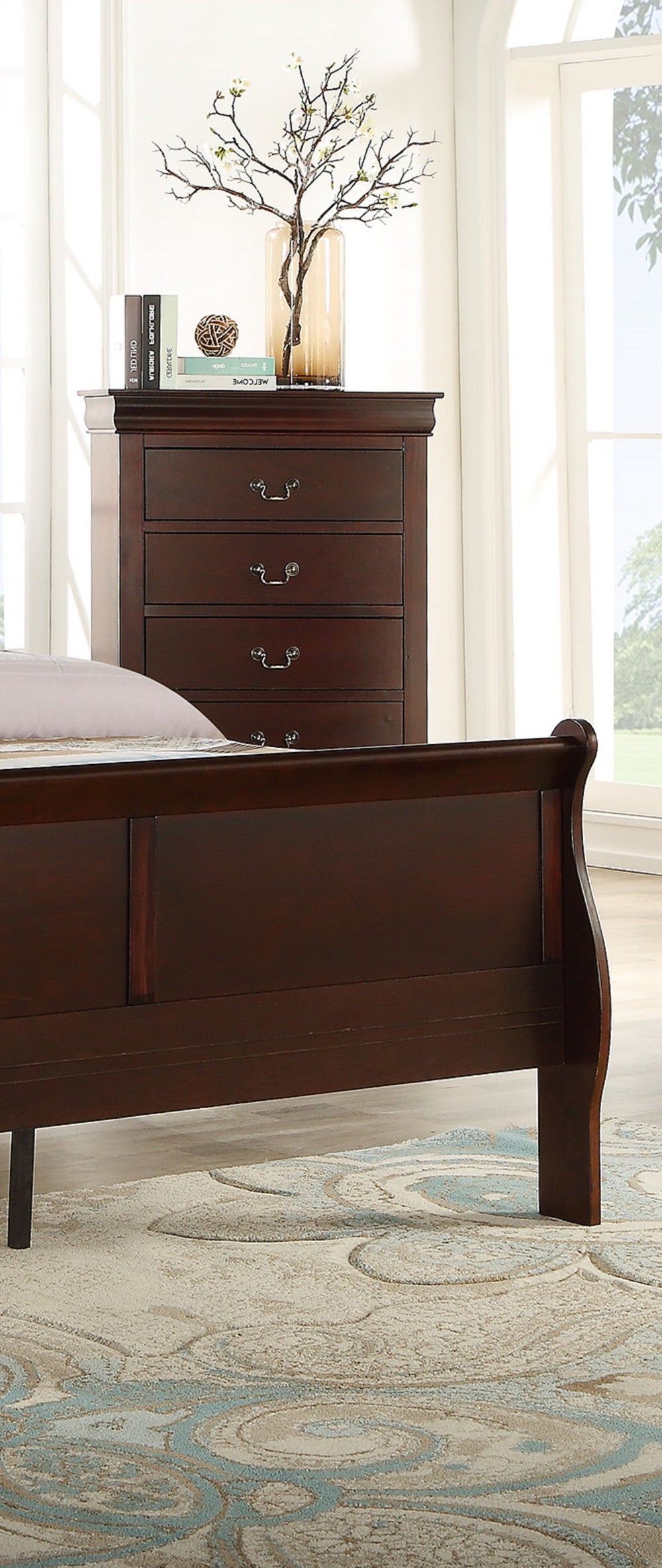 English Elm 1pc Solid Wood Six-Drawer Louis Philip Dresser with Sleek Transitional Design and Ample Storage Space Cherry 33.8 L x 17.75 W x 50.8 H B011P170035