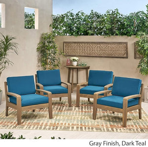 English Elm [set of 4] Grenada Solid Acacia Outdoor Club Chairs Slat Panel Patio Lounge Seating 57977.00FGRYMP4CUSH-DTSKIN4