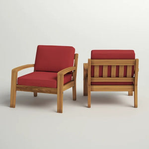 English Elm [set of 4] Grenada Solid Acacia Outdoor Club Chairs Slat Panel Patio Lounge Seating Red 57977.00FCUSH-REDSKIN