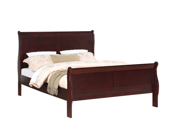 English Elm Louis Philip Low-Profile King Sleigh Bed with Elegant Panel Headboard and Sturdy Solid Wood Frame Cherry 78.2 L x 6.15 W x 4.4 H B011S00837
