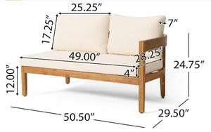 English Elm Brooklyn Acacia Hardwood Outdoor Sofa Set with Slat Design and Weather Resistant Cushions 73146.00_73147.00_74101.00BGE