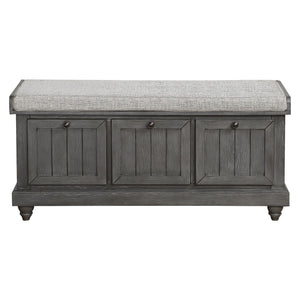English Elm 1pc Woodwell Storage Bench with Lift-Top, Antique White Finish, Beige Padded Seat, Knob Hardware 44" x 16" Dark Gray 47.5 L x 22.5 W x 19 H B011P170010