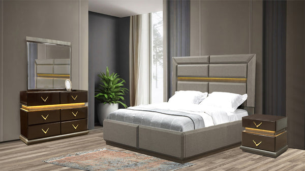 English Elm Modern Dunhill 4-Piece Queen Bedroom Set With Led Lighting, Ample Storage & Contemporary Design B009S01310