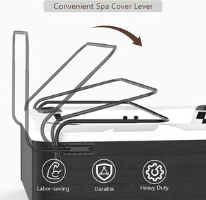 English Elm Hot Tub Cover Lift Aluminum Spa Cover Lifter with Adjustable Length Reinforced Brackets, Easy Install, Black W1859P170127