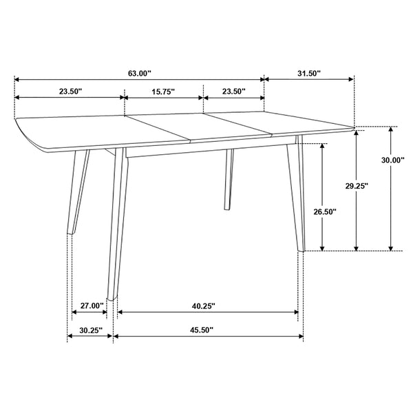 English Elm Natural Walnut Rectangular Dining Table with Butterfly Leaf, Mid-Century Modern Style, 63" Long Elegance B062P145455